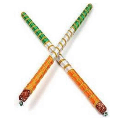High-quality 12" wooden Dandia sticks, multi-colored and durable. Ideal for Garba, Navratri, and cultural dance events.